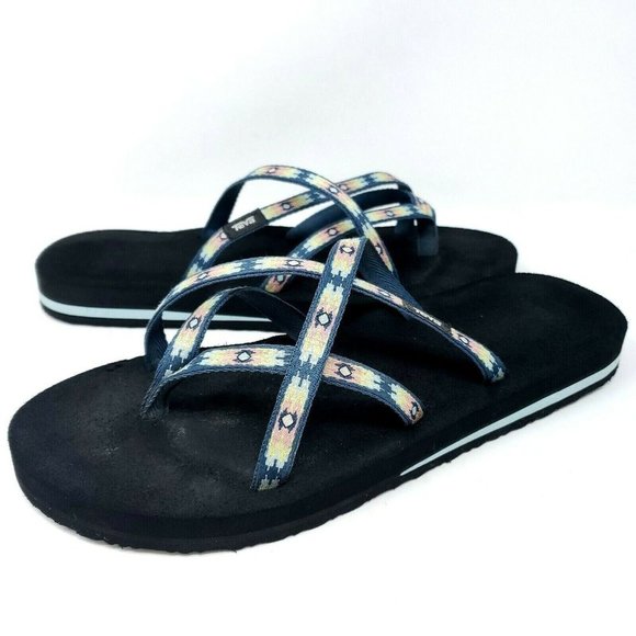 Teva Shoes - Teva Olowahu Mush Flip Flops Women's 10 Thongs Sandals Black Pink 6840 Cushioned